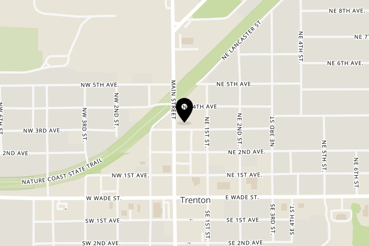 Map showing the location of American Grace Cafe on 408 N Main St in Trenton